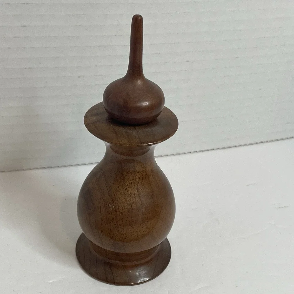 Mid-Century Oregon Myrtlewood Perfume Bottle w/ Glass Vial Insert NO PERFUME